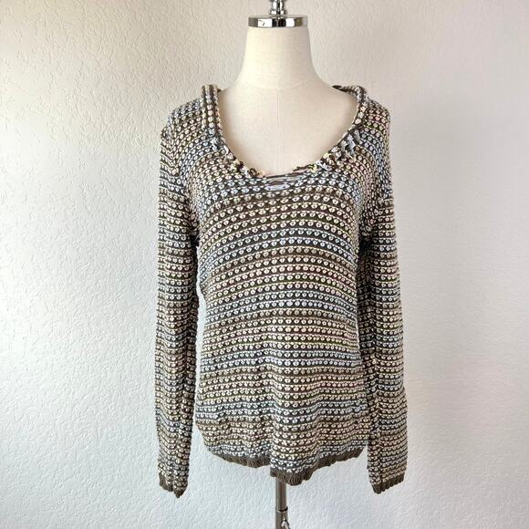 Vintage Y2K Liz Claiborne Knit Rainbow Sweater Cozy Multicolor Size M - Picture 1 of 9